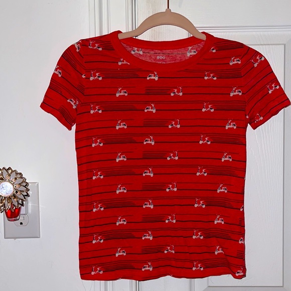 Red skinny tee with mopeds from BDG - Picture 1 of 3